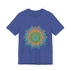 Vibrant Mandala Tee with a Circular Floral Design, perfect for adding a pop of color to your wardrobe