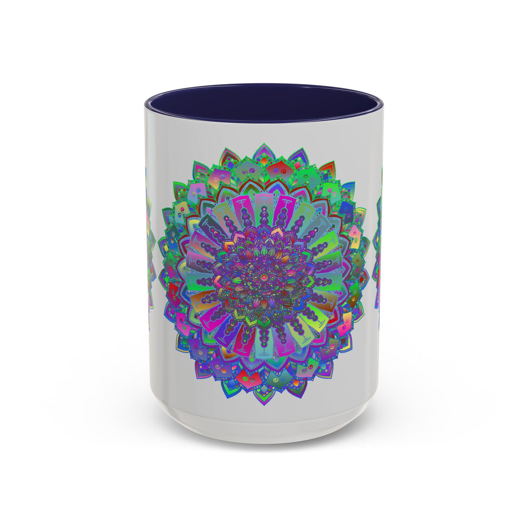 Colorful and intricate mandala art mug featuring vibrant and detailed design