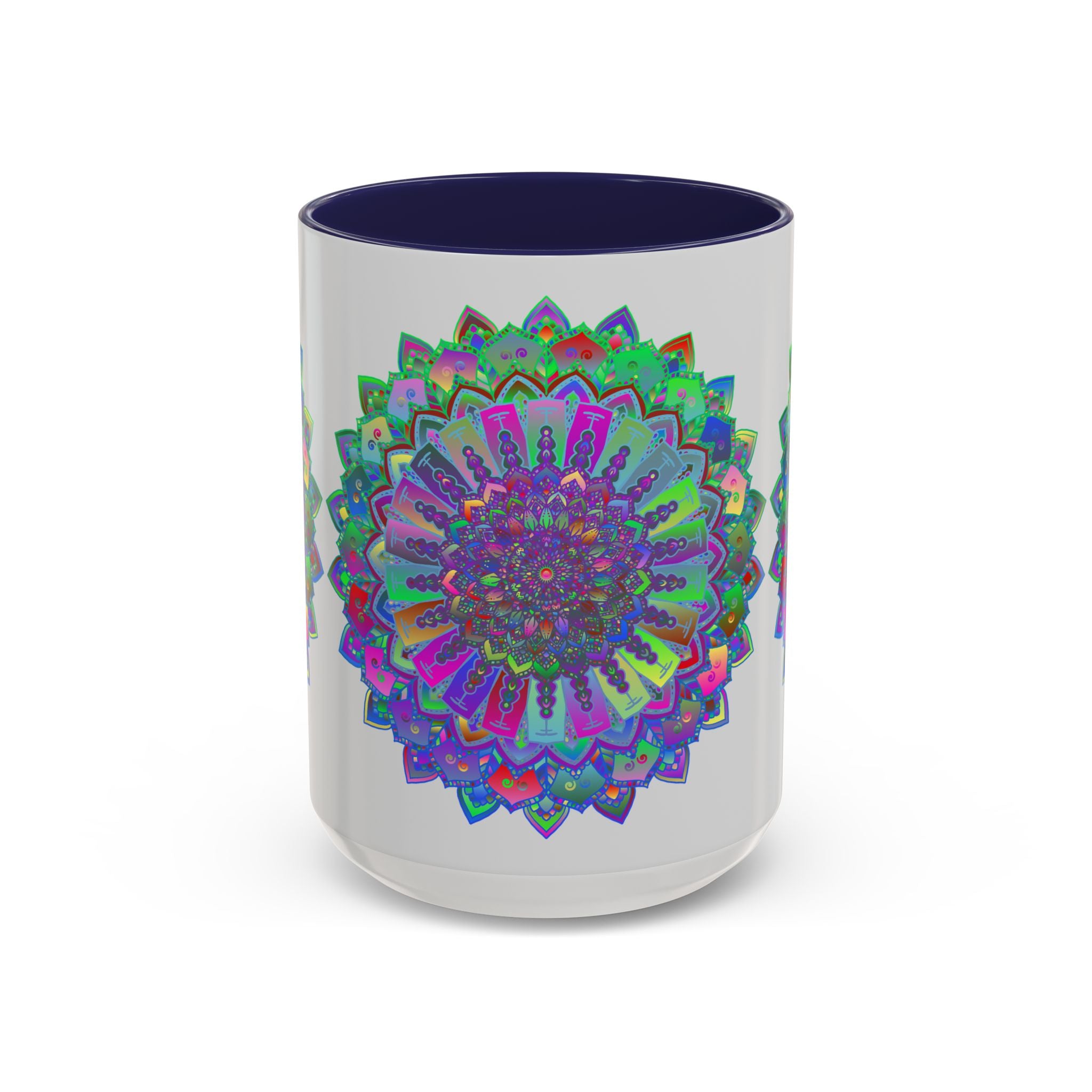 Colorful and intricate mandala art mug featuring vibrant and detailed design