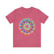 Colorful Mandala Flower T-Shirt featuring vibrant psychedelic art design for a unique and eye-catching look