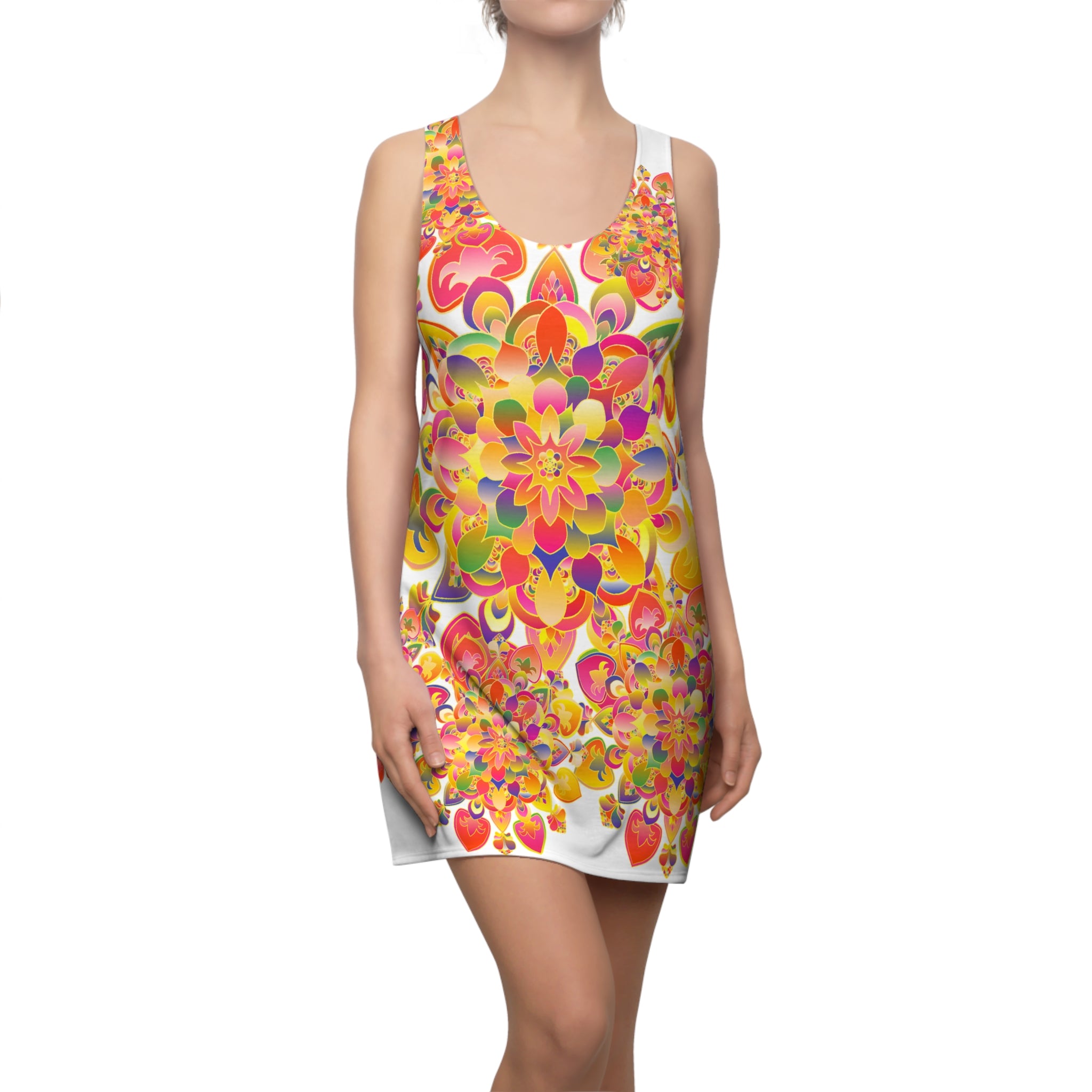 Floral Kaleidoscope Racerback Dress — Colorful Mandala AOP
