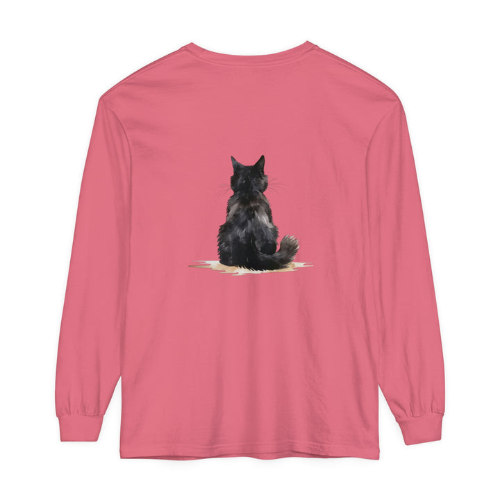 Black Cat Watercolor Unisex Long Sleeve T-Shirt with Vibrant Watercolor Design