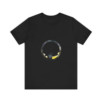 A whimsical style black cat moon tee, perfect for cat lovers