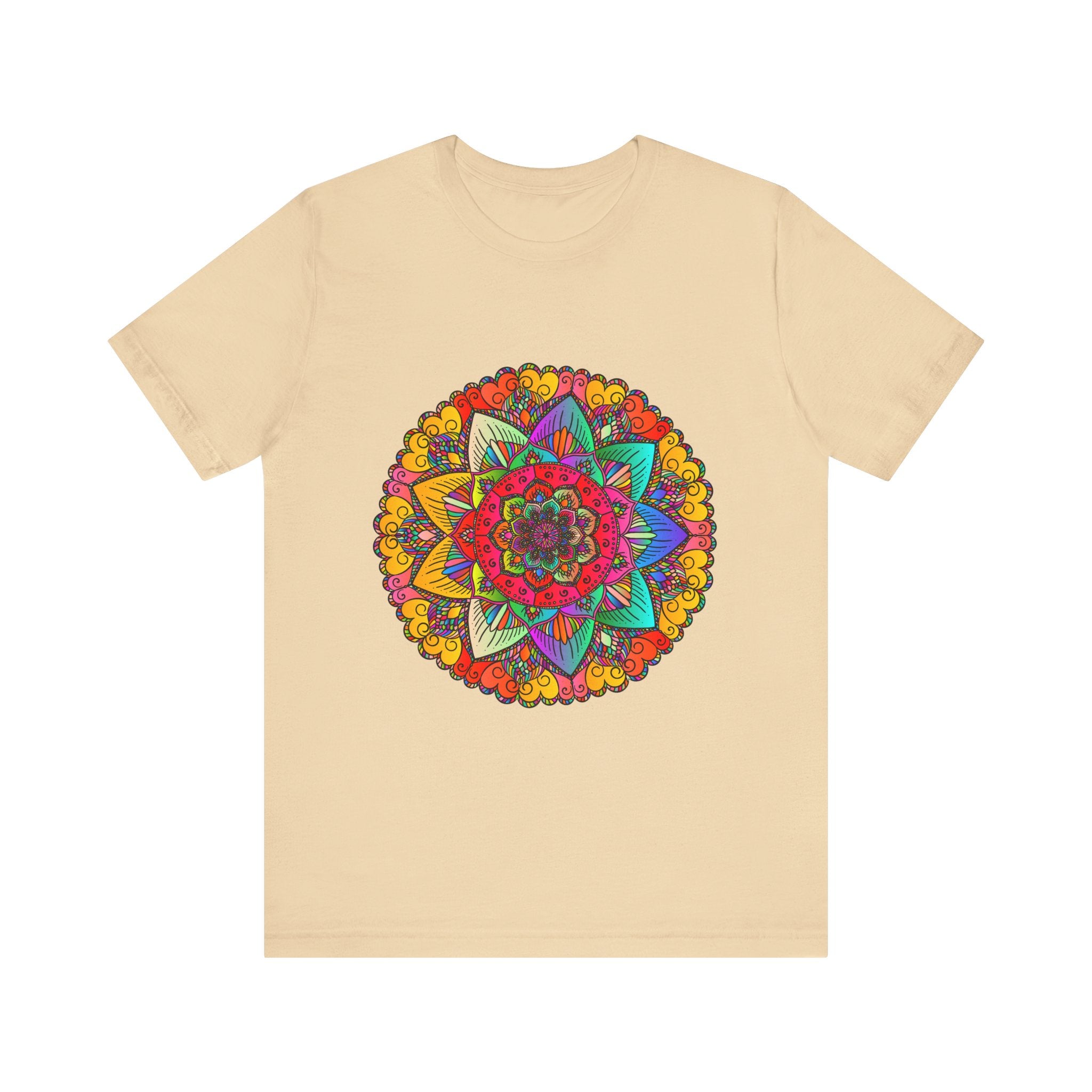 Colorful Mandala Tee with Intricate Flower and Leaf Design