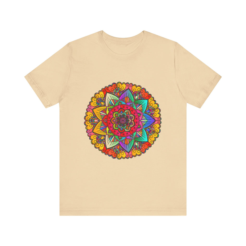 Colorful Mandala Tee with Intricate Flower and Leaf Design