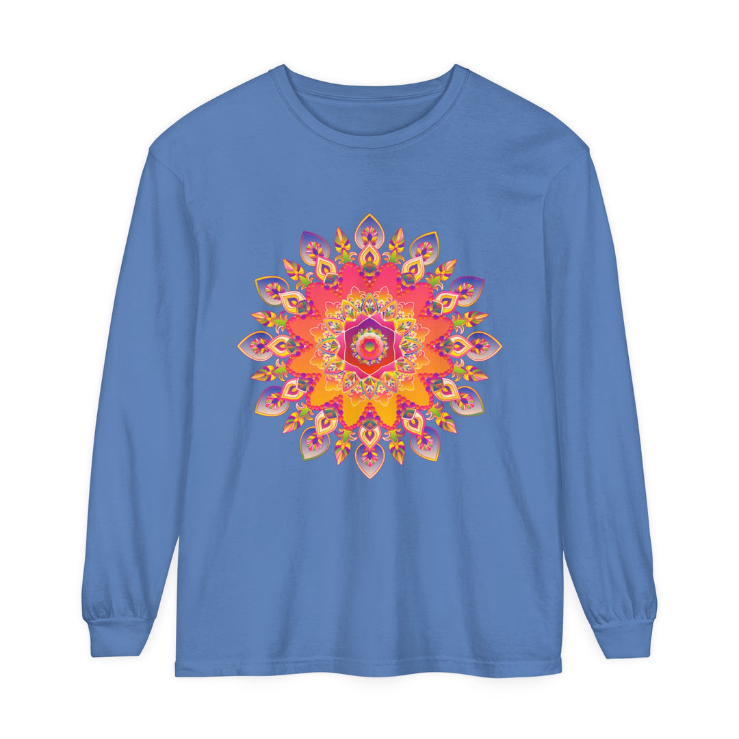 Colorful and intricate Vibrant Mandala design on unisex long sleeve t-shirt