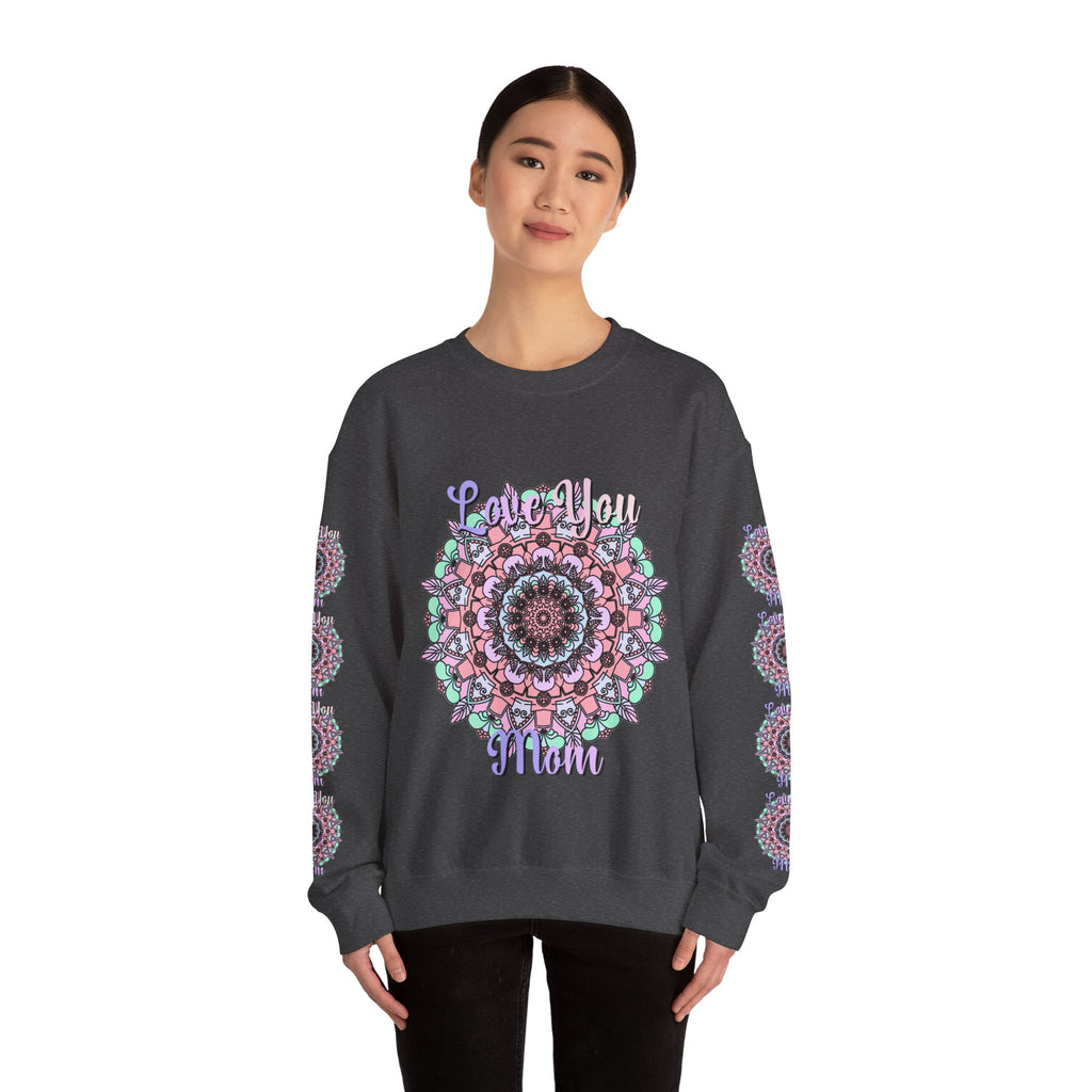 Felpa girocollo ispirata al mandala per mamme in tenui colori pastello