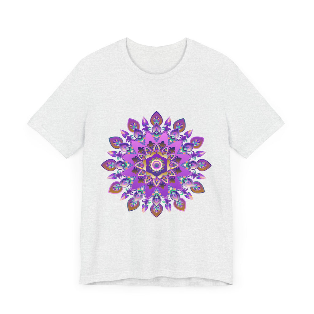 Beautiful purple and gold mandala tee with intricate spiritual art design