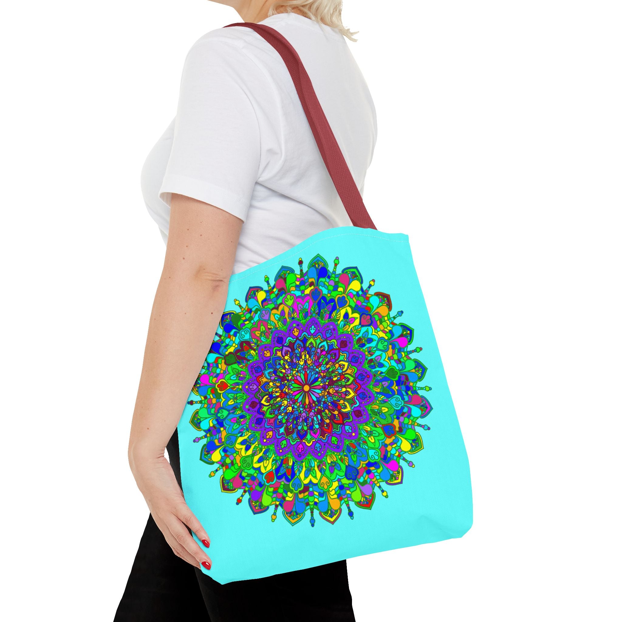 Vibrant and intricately designed Colorful Mandala Art Tote Bag for stylish and practical use