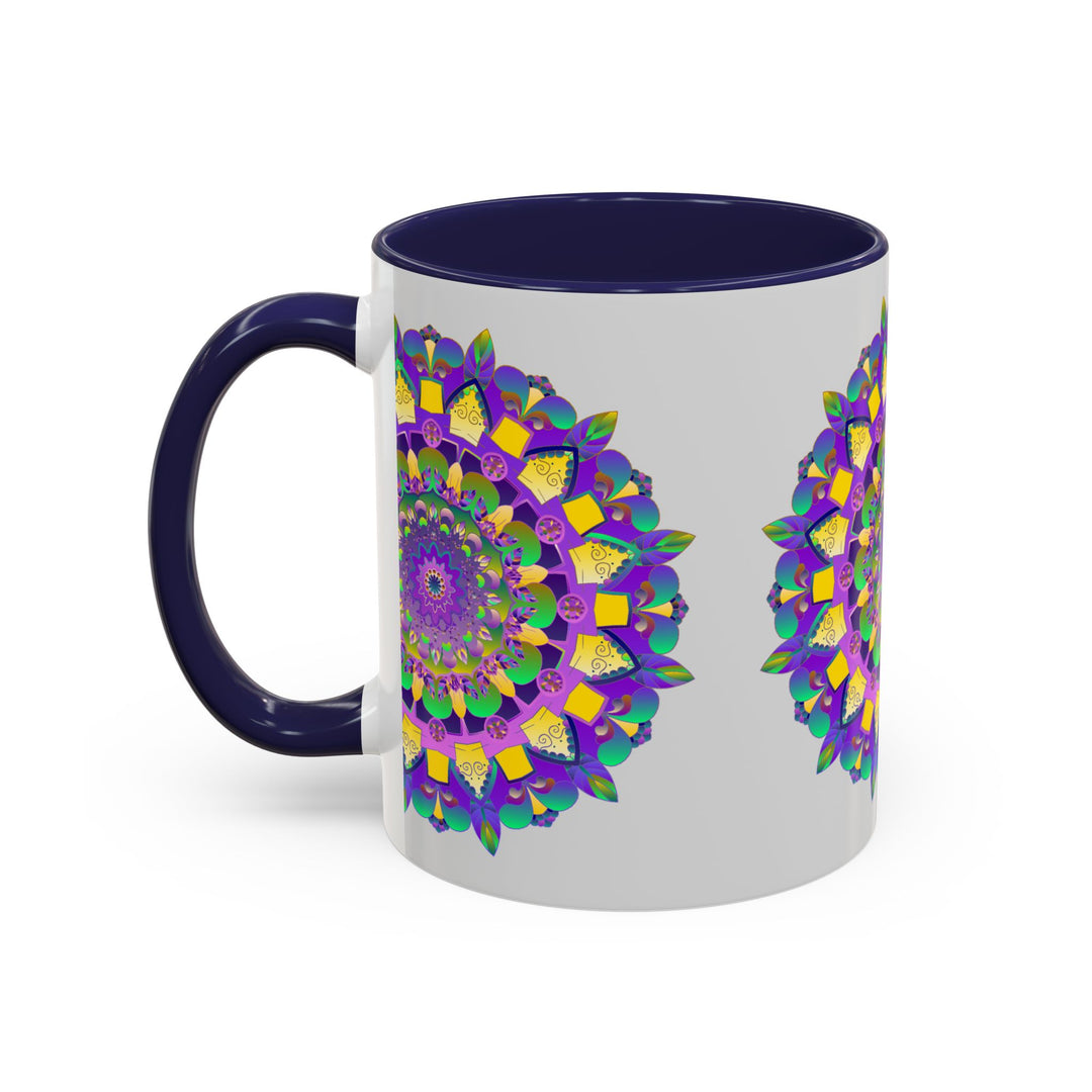 Beautiful purple and yellow mandala art design mug for coffee and tea lovers