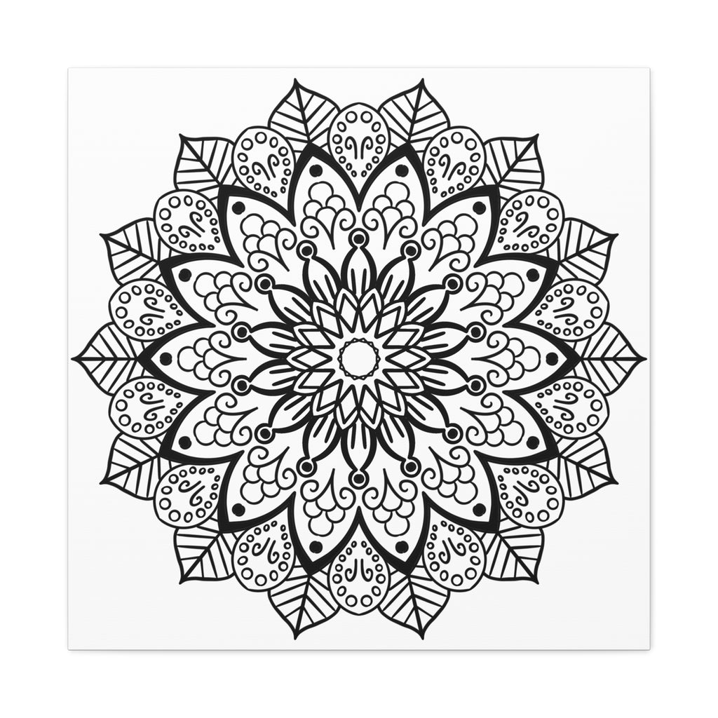 Beautiful handcrafted black and white mandala artwork on matte canvas