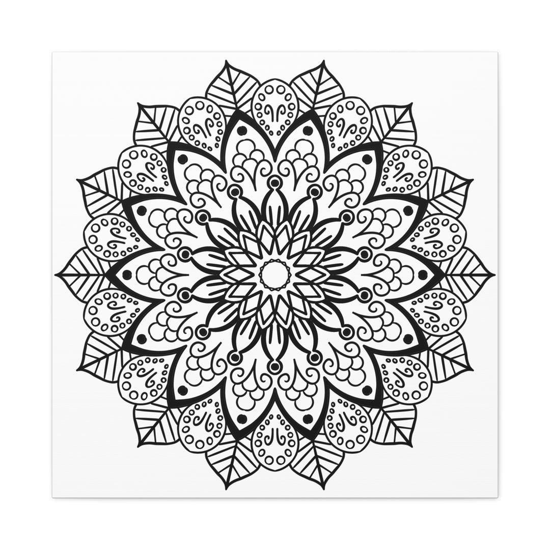 Beautiful handcrafted black and white mandala artwork on matte canvas