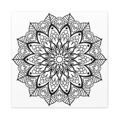 Beautiful handcrafted black and white mandala artwork on matte canvas