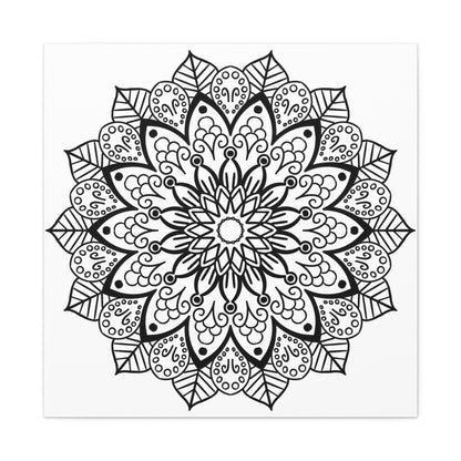 Beautiful handcrafted black and white mandala artwork on matte canvas