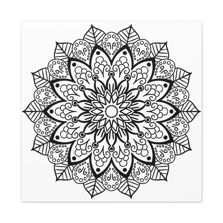 Beautiful handcrafted black and white mandala artwork on matte canvas