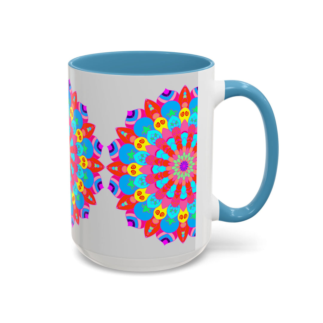 Soothing and vibrant mandala design on a ceramic mug promoting peace