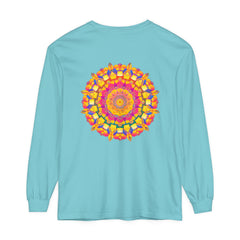 Colorful Mandala Long Sleeve T-Shirt featuring vibrant psychedelic art design