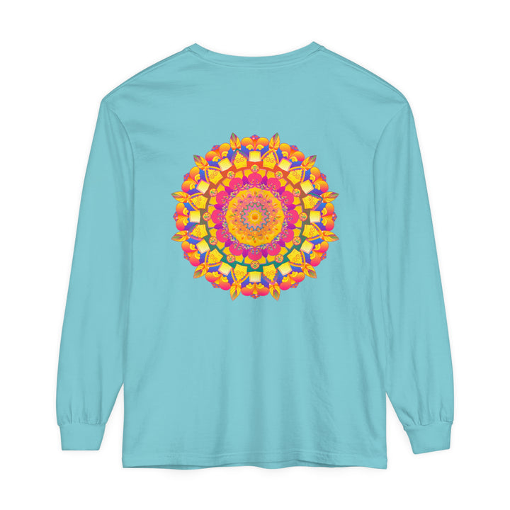 Colorful Mandala Long Sleeve T-Shirt featuring vibrant psychedelic art design