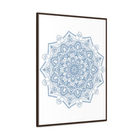 Handmade steel blue mandala design wall art on gallery canvas wraps in vertical frame