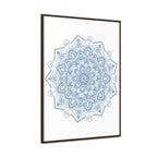 Handmade steel blue mandala design wall art on gallery canvas wraps in vertical frame