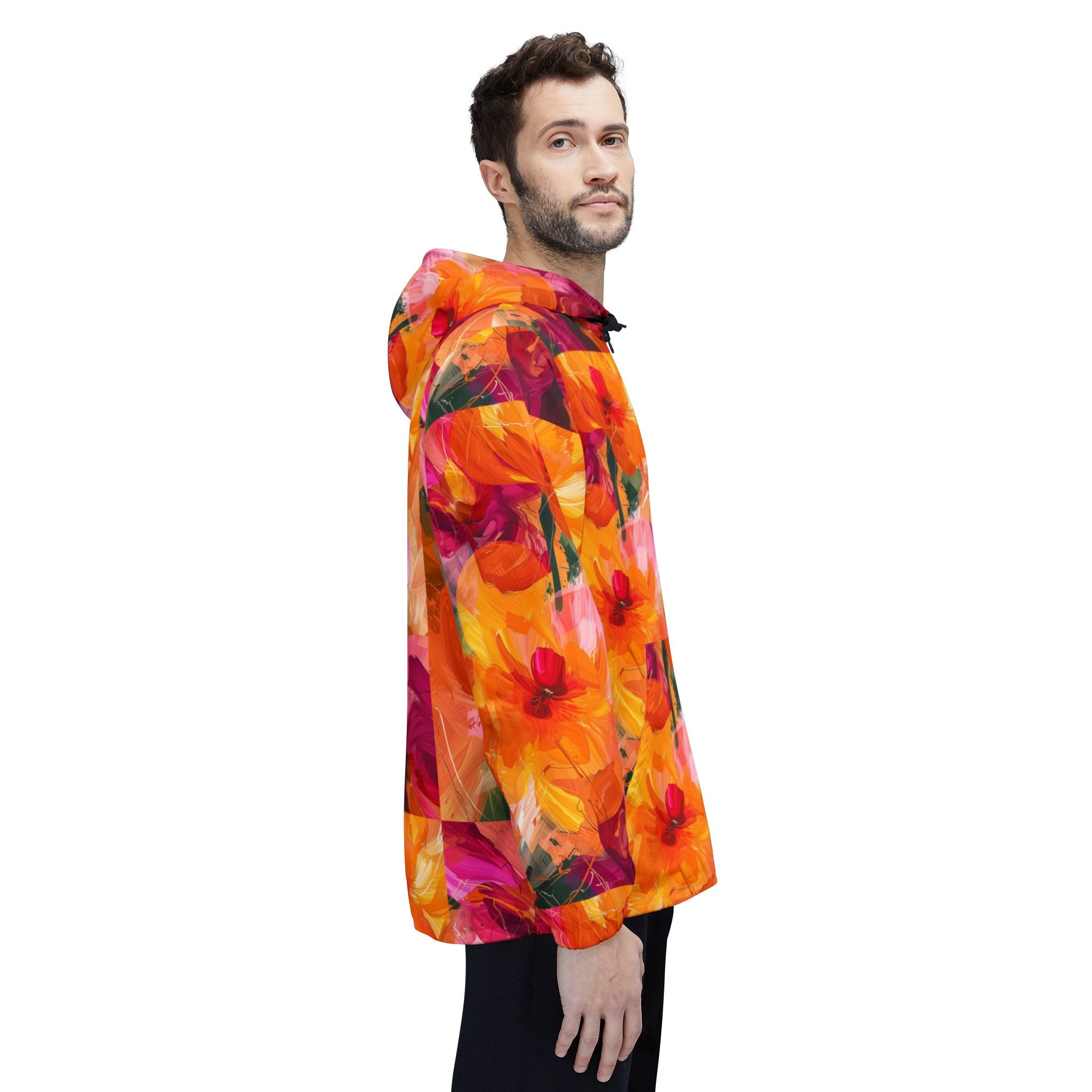 Kräftige Florale Windbreaker Jacke, Floral Print Jacke, Frühlingsjacke, Damen Windbreaker, Outdoorjacke, Reisejacke, Regenjacke