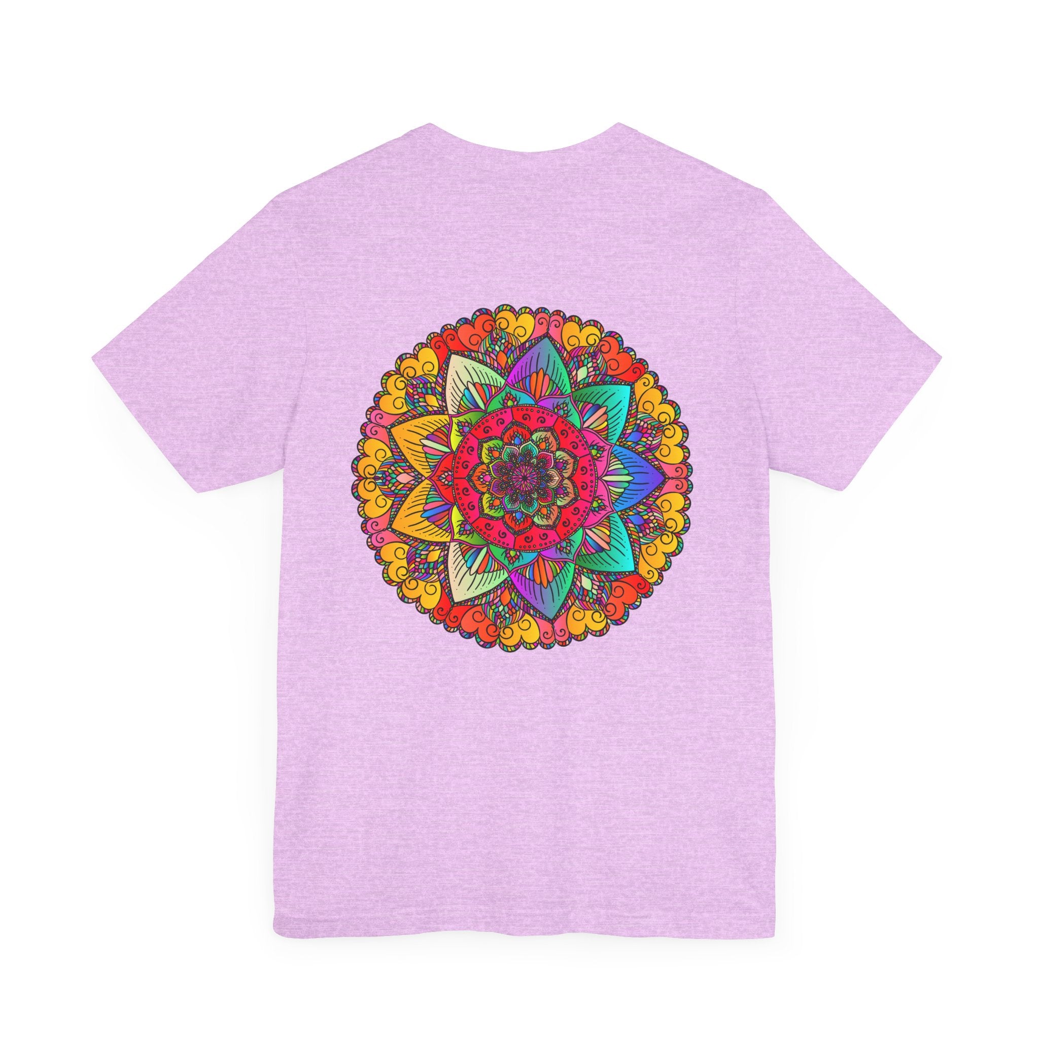 Colorful mandala design t-shirt with peaceful and harmonious spiritual symbolism