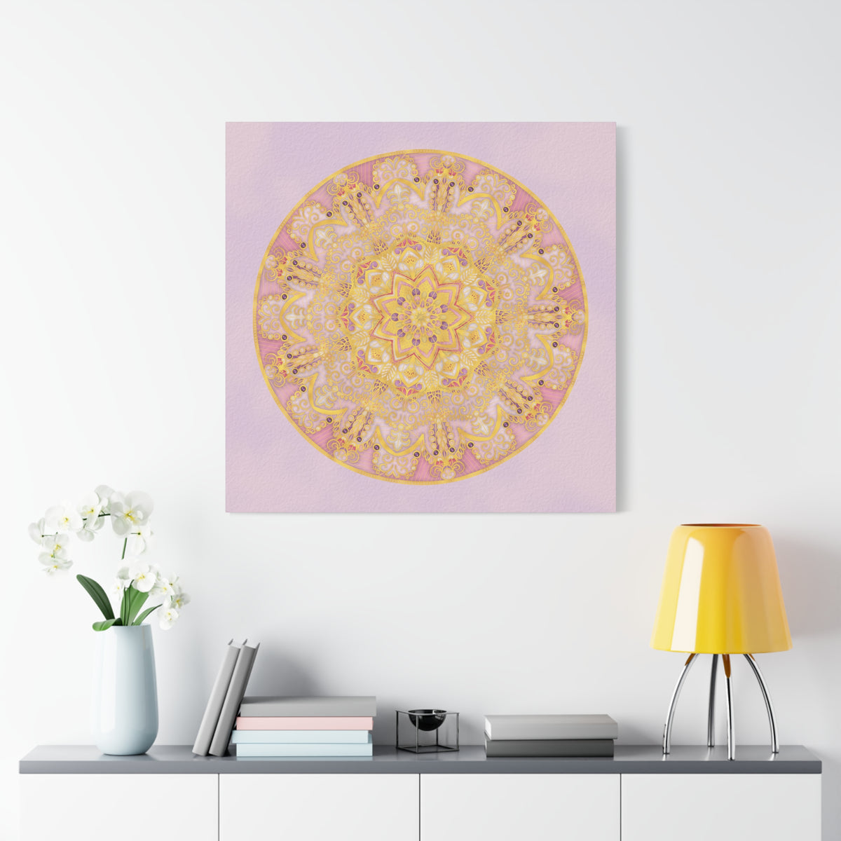 Pink and Gold Mandala Matte Canvas Wall Art