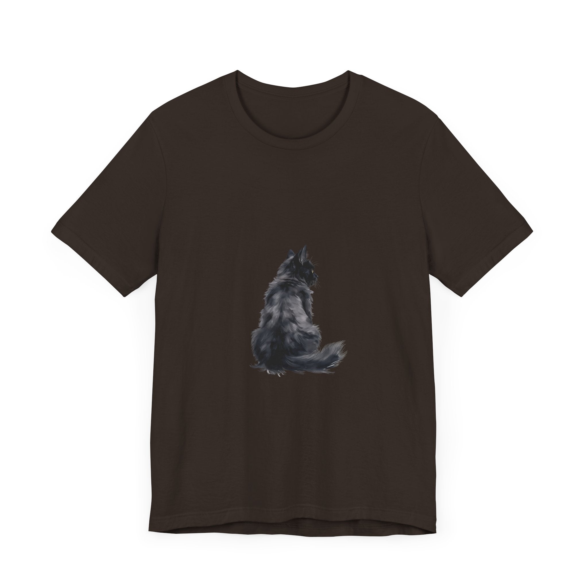 Cozy Black Cat Silhouette Tee - a comfortable and stylish shirt featuring a whimsical black cat design against a soft and cozy fabric, perfect for cat lovers and casual wear