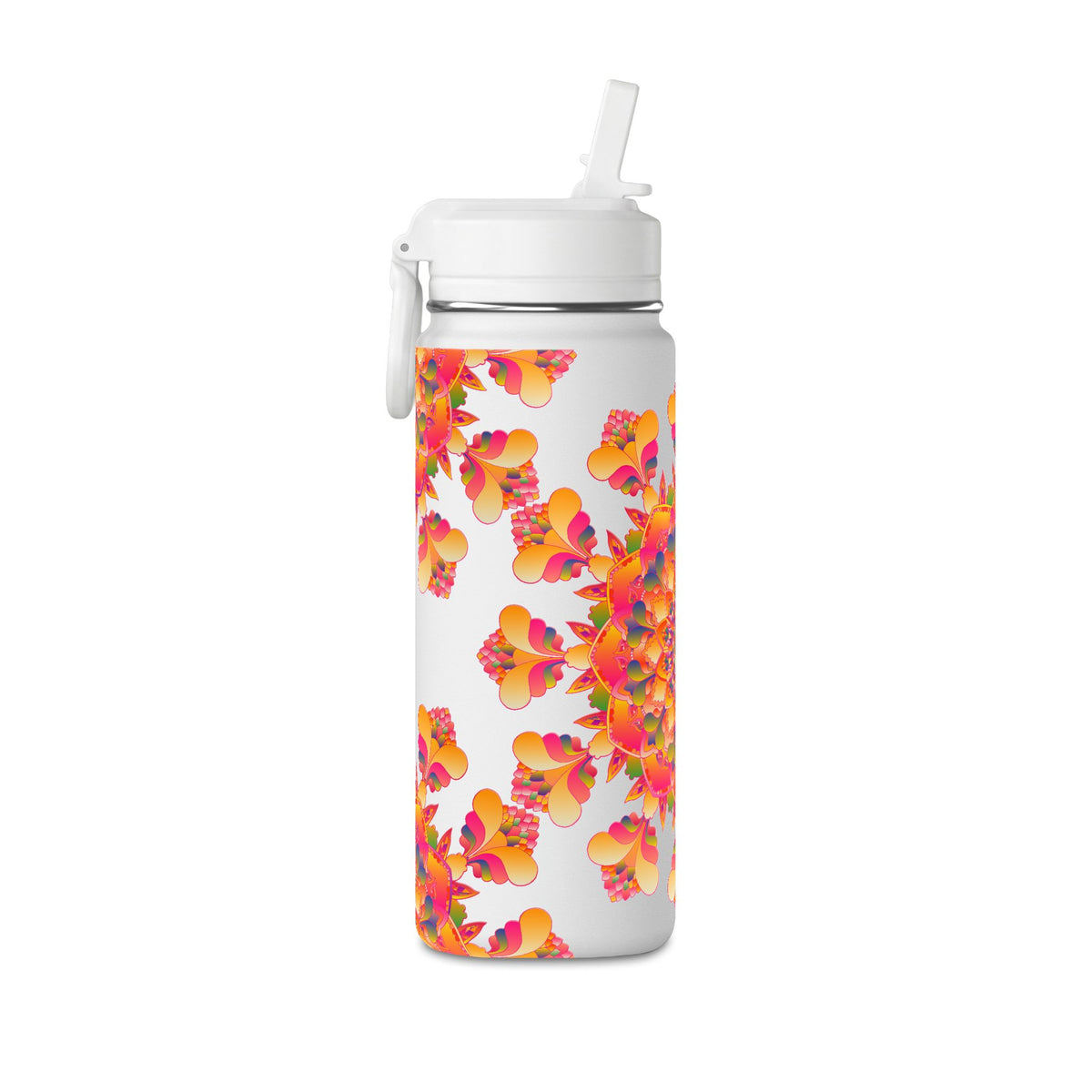 20oz Floral Mandala Mini Water Bottle – Colorful Boho Hydration Bottle