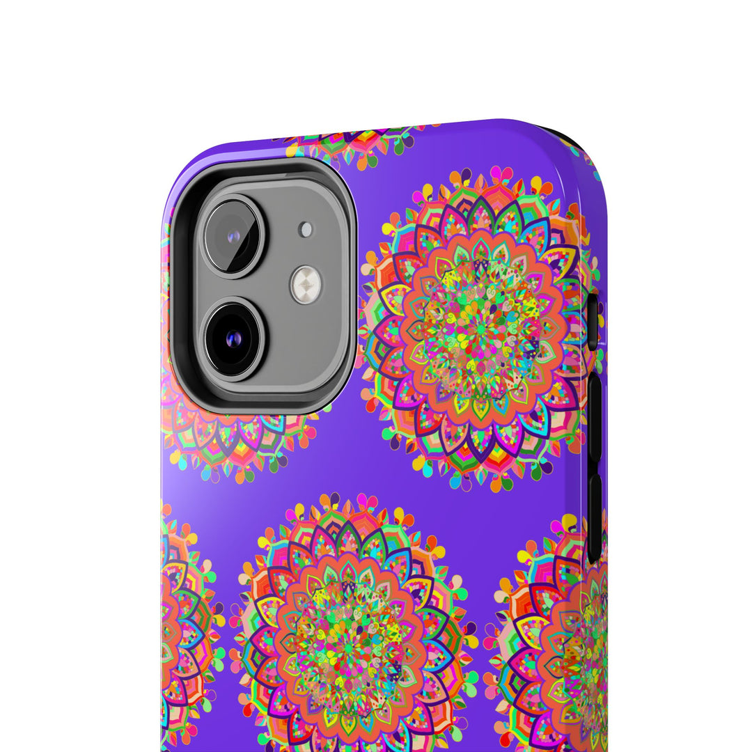 Hand Drawn Small Purple Mandala Art Phone Case designed for iPhone X and XS, featuring intricate and beautiful mandala pattern