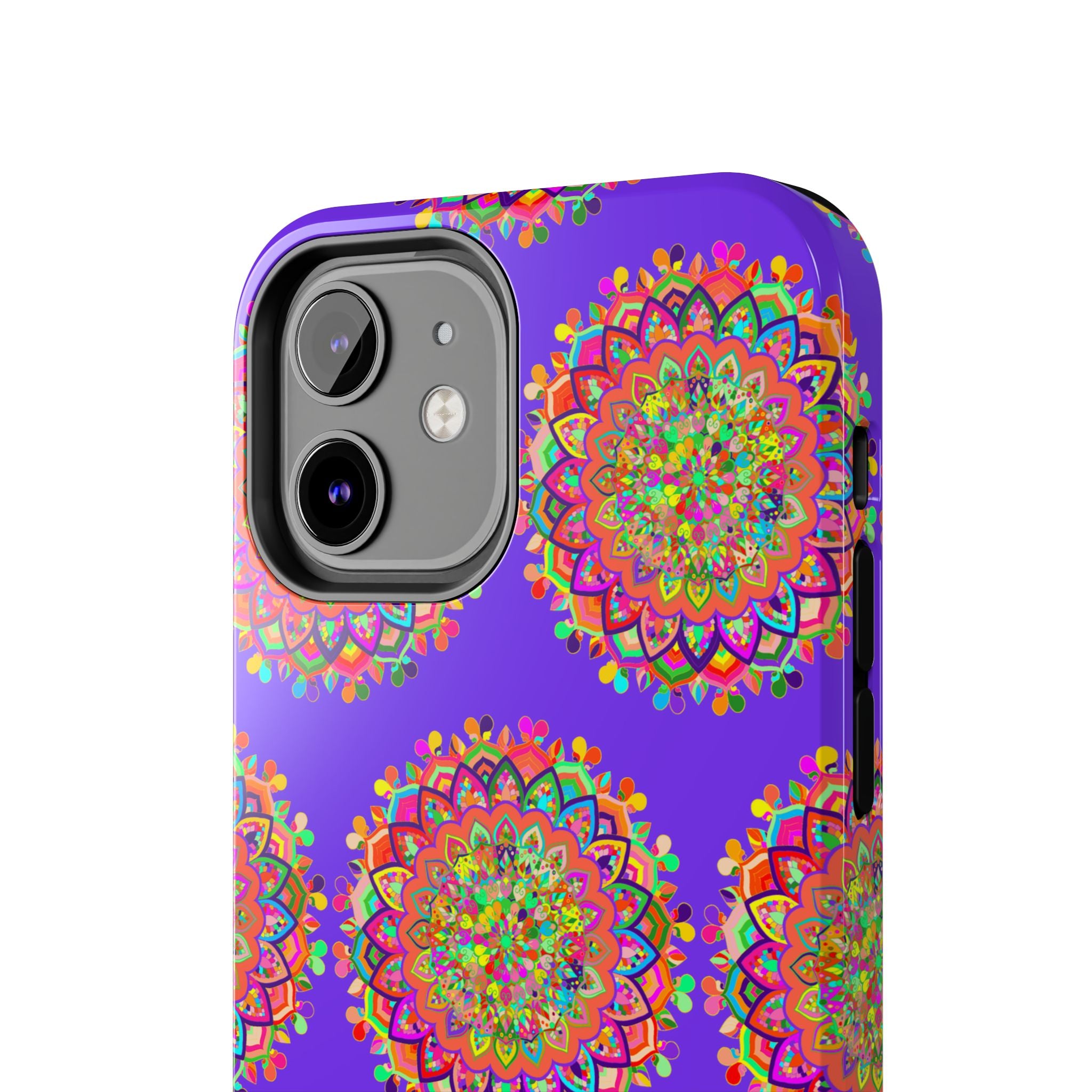 Hand Drawn Small Purple Mandala Art Phone Case designed for iPhone X and XS, featuring intricate and beautiful mandala pattern