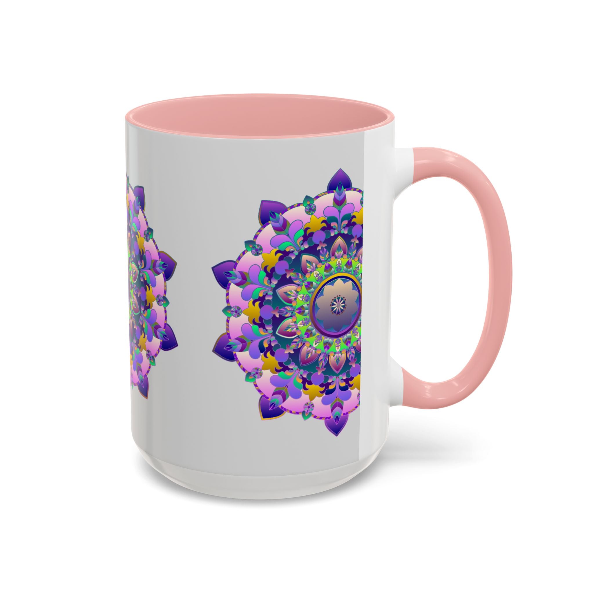 Vibrant and intricate mandala art mug with colorful floral design