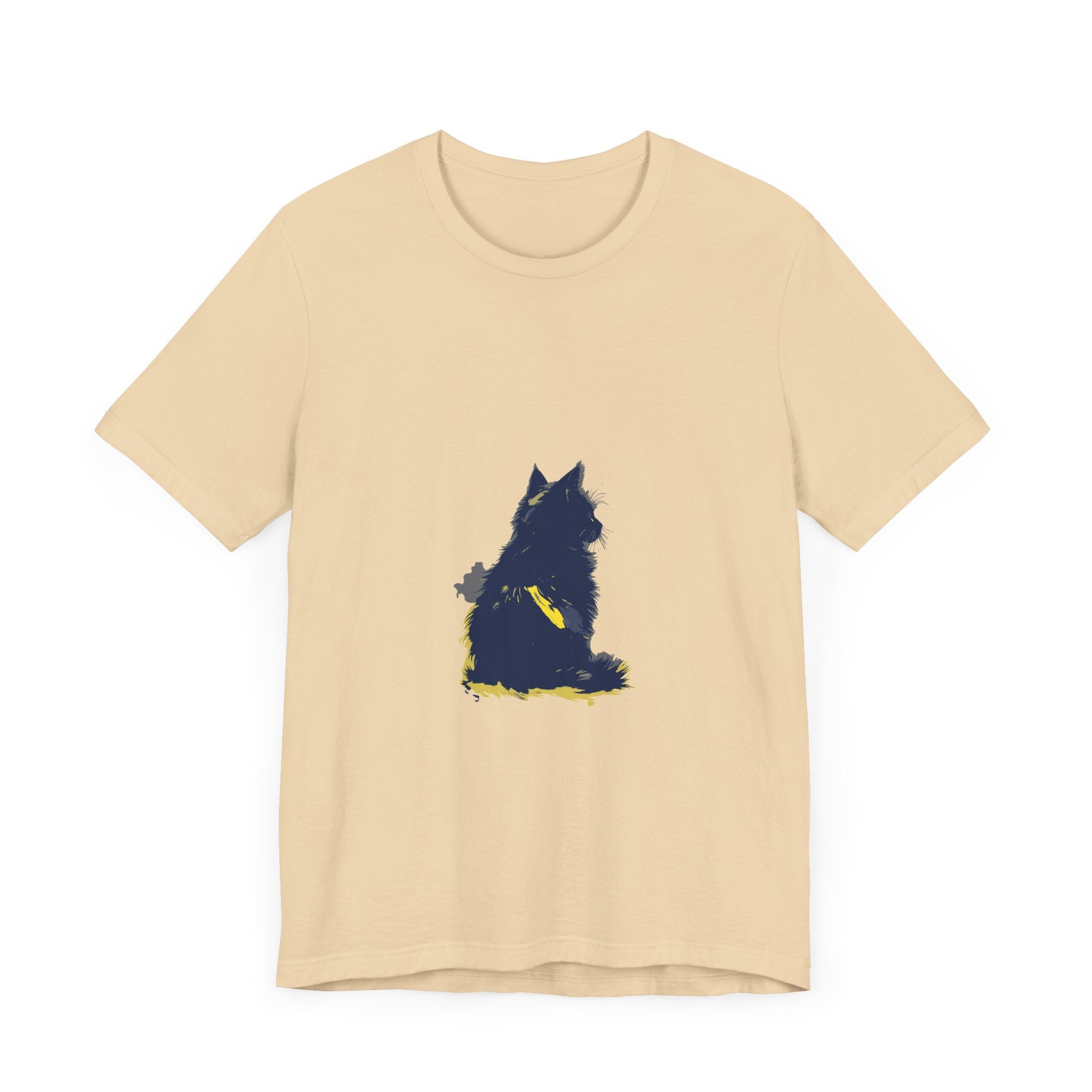 Blue Cat Mystery T-Shirt - Cool Cat Design - Vibrant blue t-shirt featuring a mysterious and stylish cat illustration