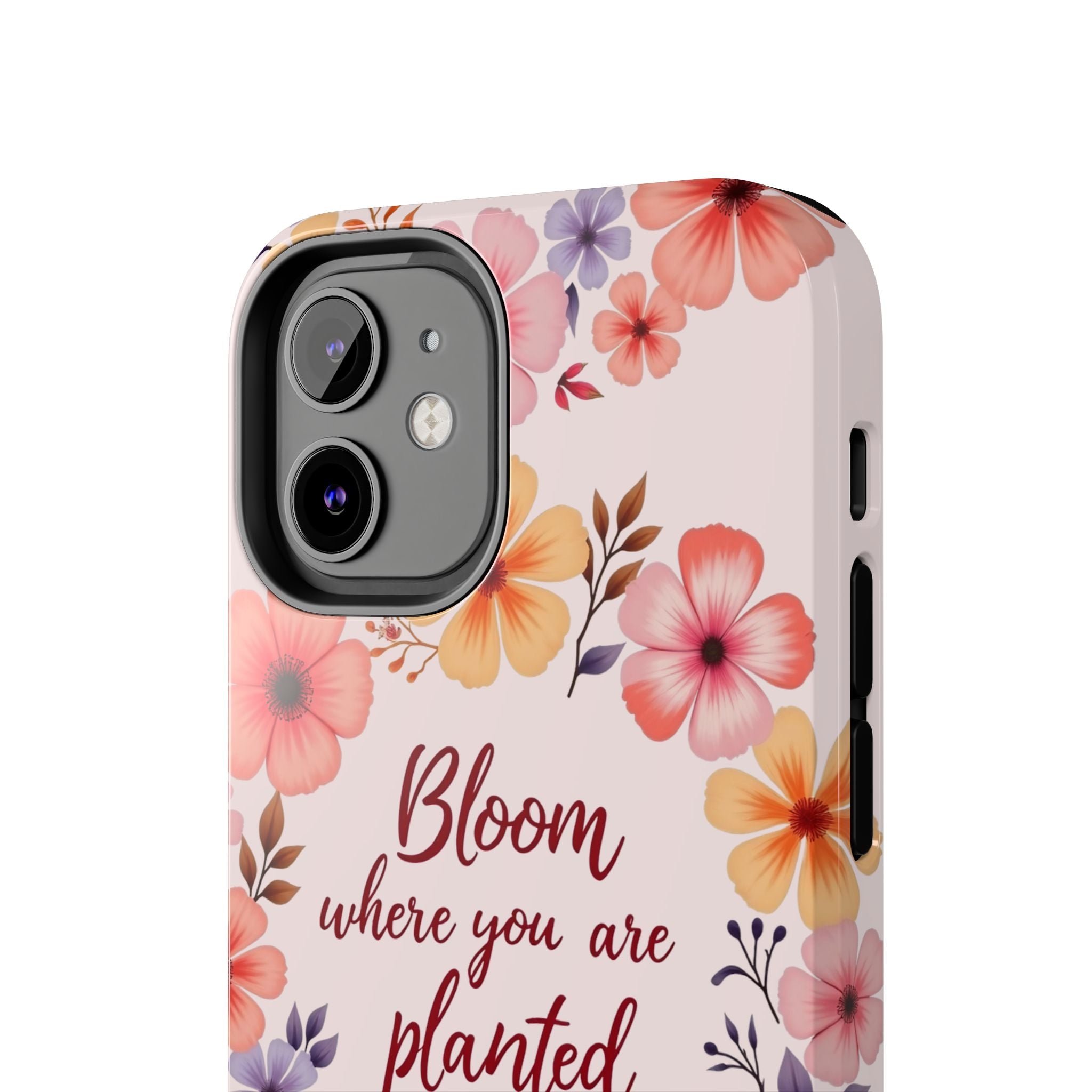 Light pink phone case with a beautiful flower garland bloom design