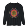 Colorful long sleeve t-shirt featuring an intricate mandala design in vibrant colors