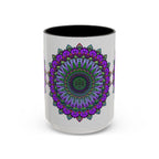 Beautiful vibrant mandala mug featuring spiritual art and intricate designs