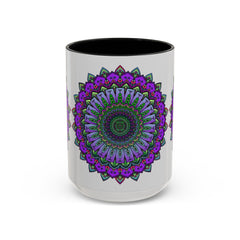 Beautiful vibrant mandala mug featuring spiritual art and intricate designs