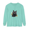 Black Cat Watercolor Splash Long Sleeve T-Shirt, a vibrant and stylish design