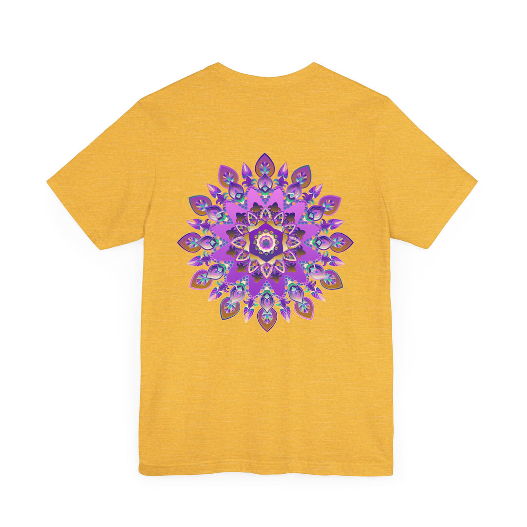 Beautiful purple mandala t-shirt with intricate spiritual design for peaceful and harmonious vibes