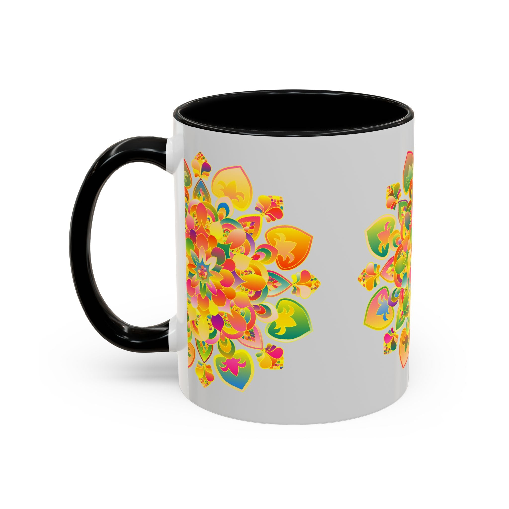 Colorful floral mandala art design ceramic mug for hot beverages