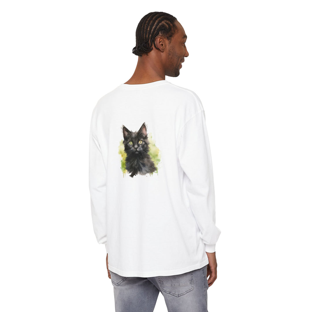 Black Kitten Watercolor Long Sleeve Tee