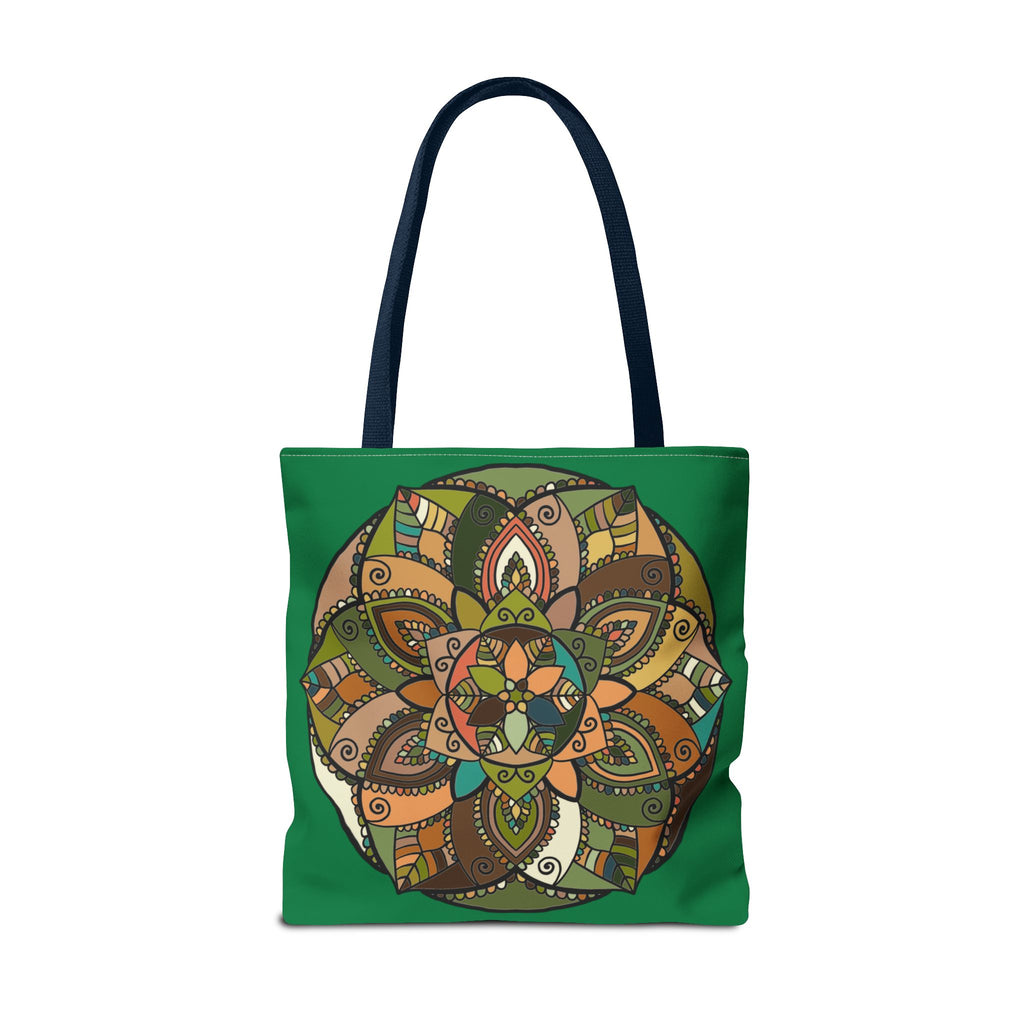 Boho Mandala Tote Bag — Green Floral Pattern AOP Shopper