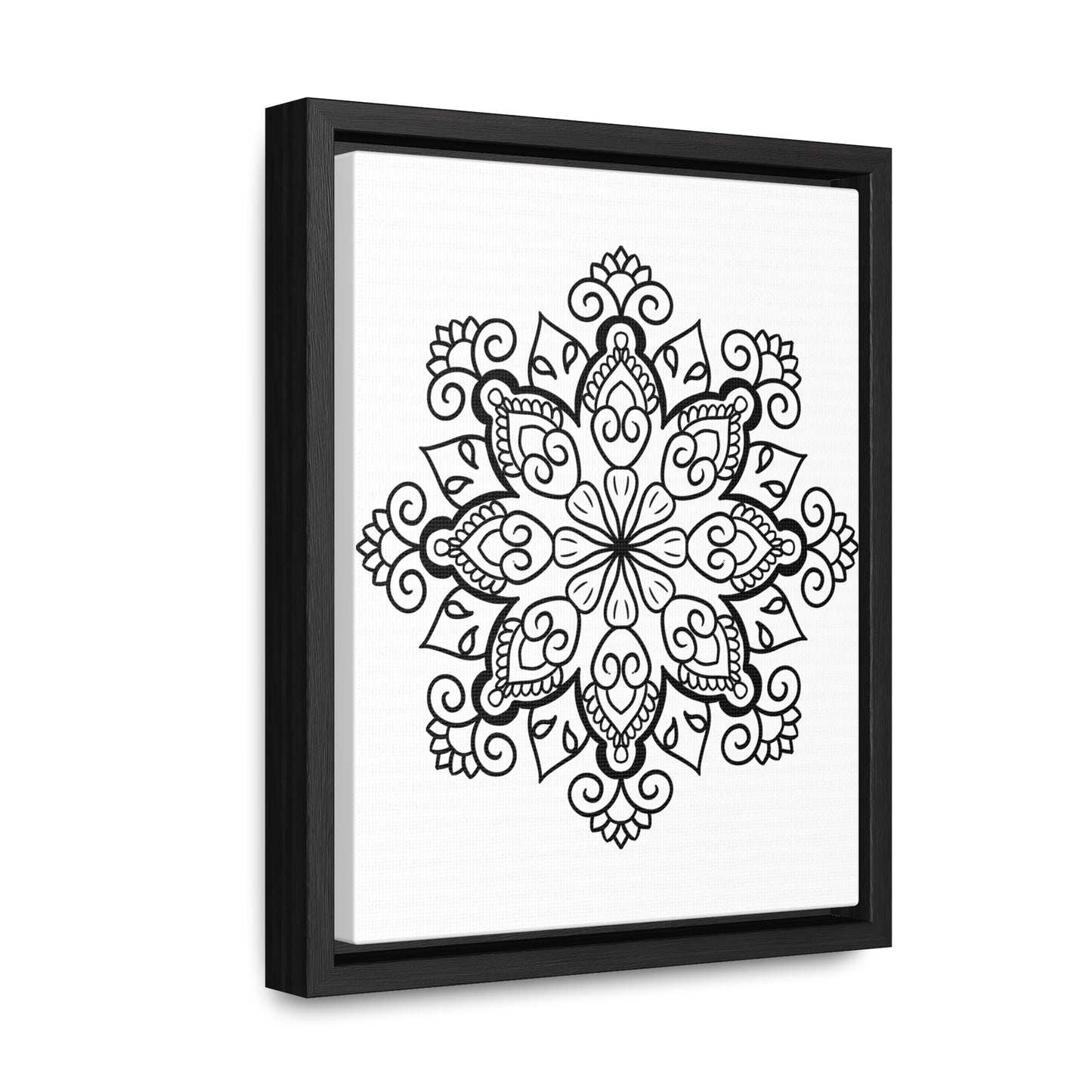 Mandala Handmade Art - Black & White Wall Art - Gallery Canvas Wraps, Vertical Frame 23