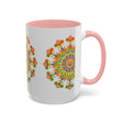 A beautiful ceramic mug featuring a vibrant and detailed mandala art design