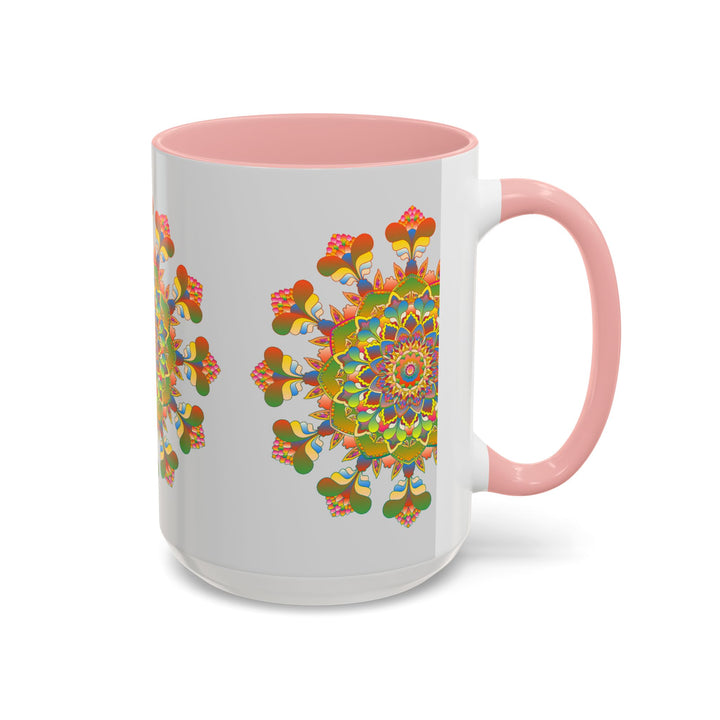 A beautiful ceramic mug featuring a vibrant and detailed mandala art design