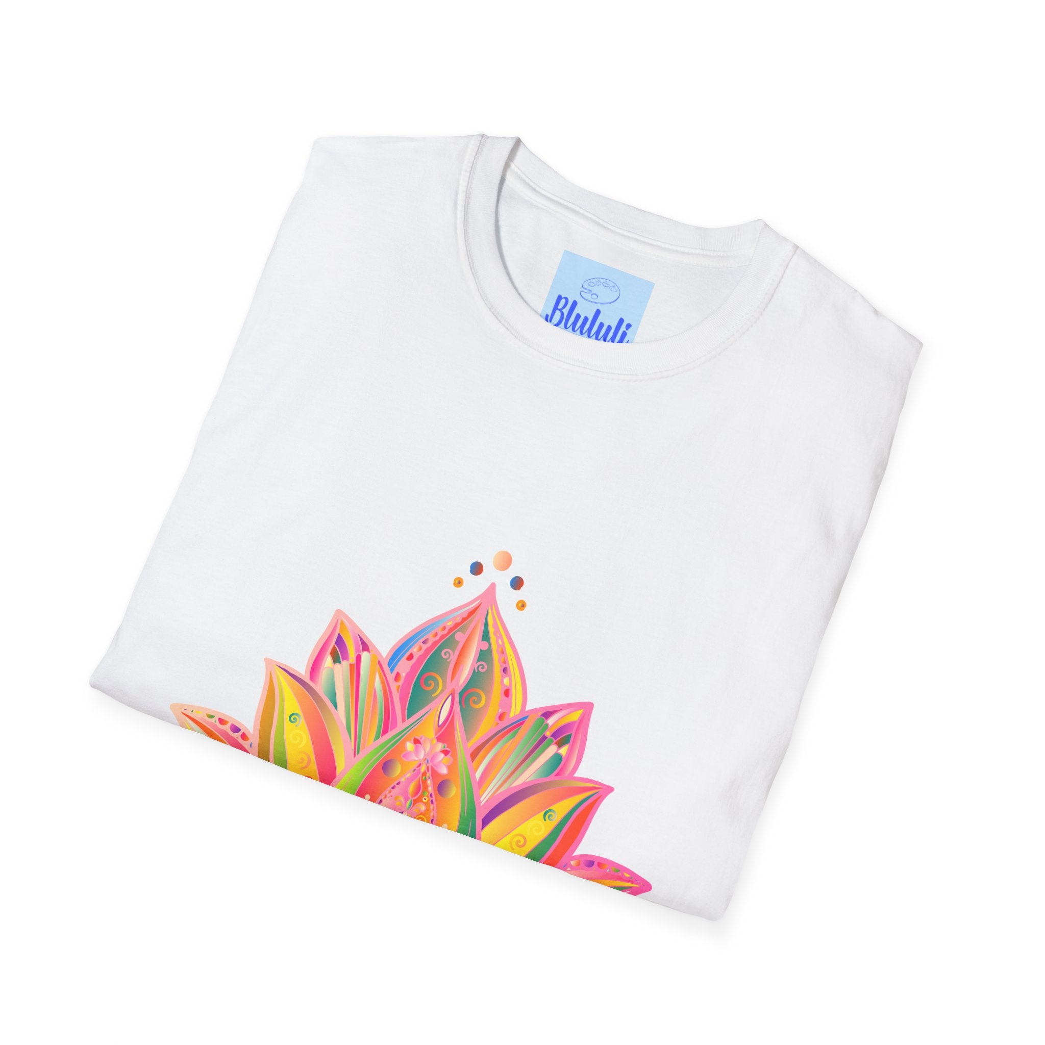 Lotus Mandala Unisex T-Shirt featuring a hand-drawn unique design by Blululi