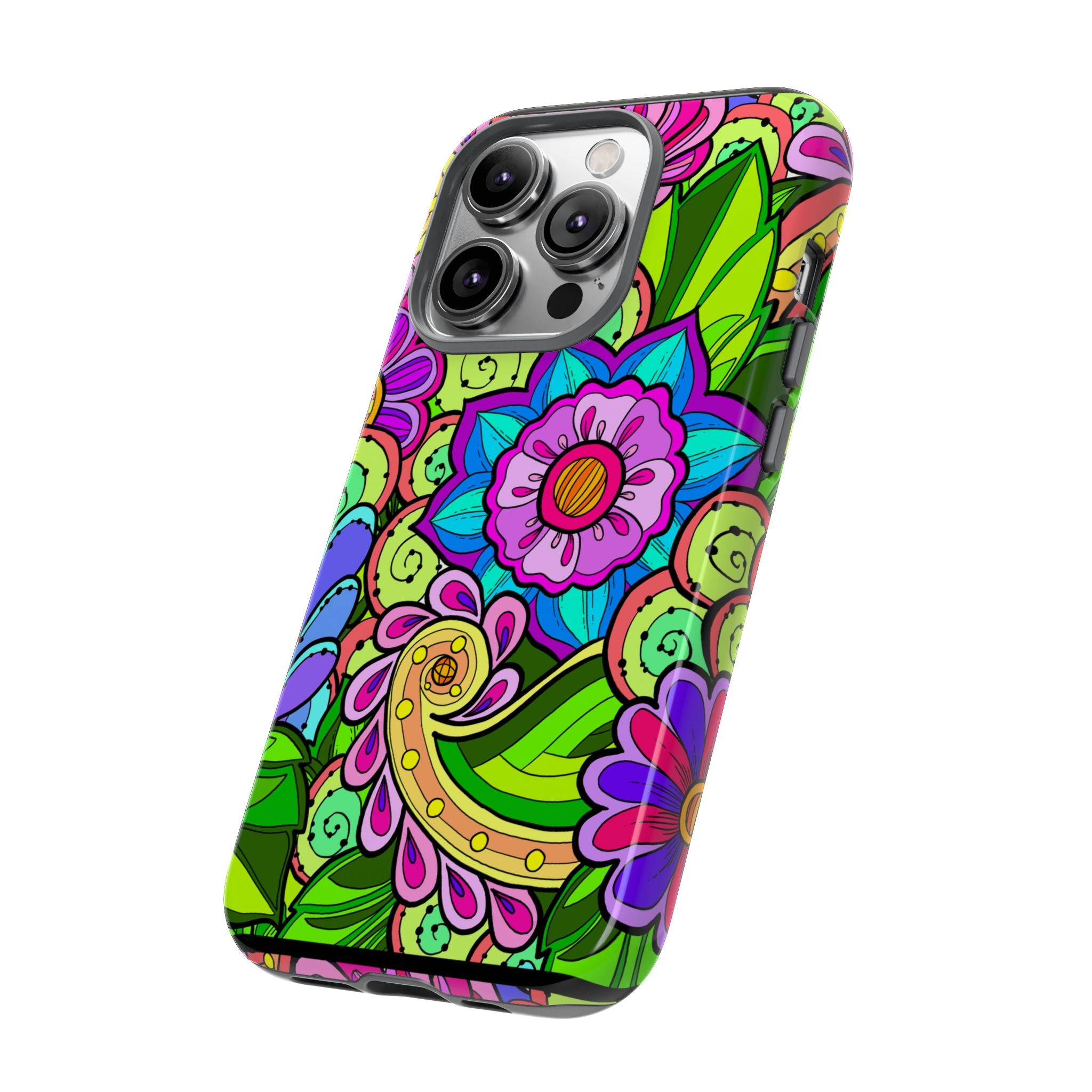 Floral Fantasy iPhone and Google Pixel Case in Bright Green Palette