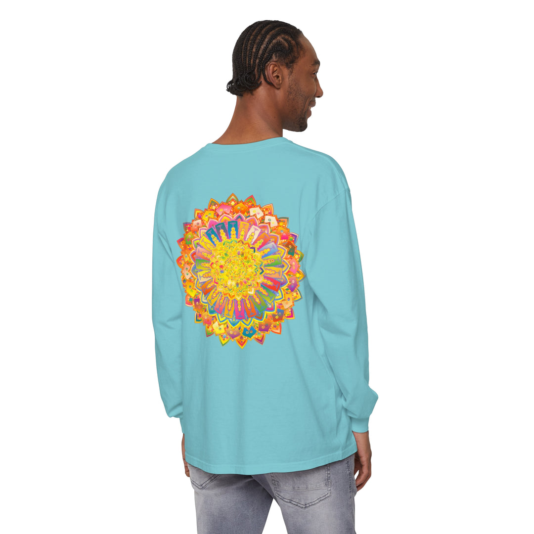 Intricate Mandala Unisex Long Sleeve T-Shirt featuring detailed mandala design in vibrant colors