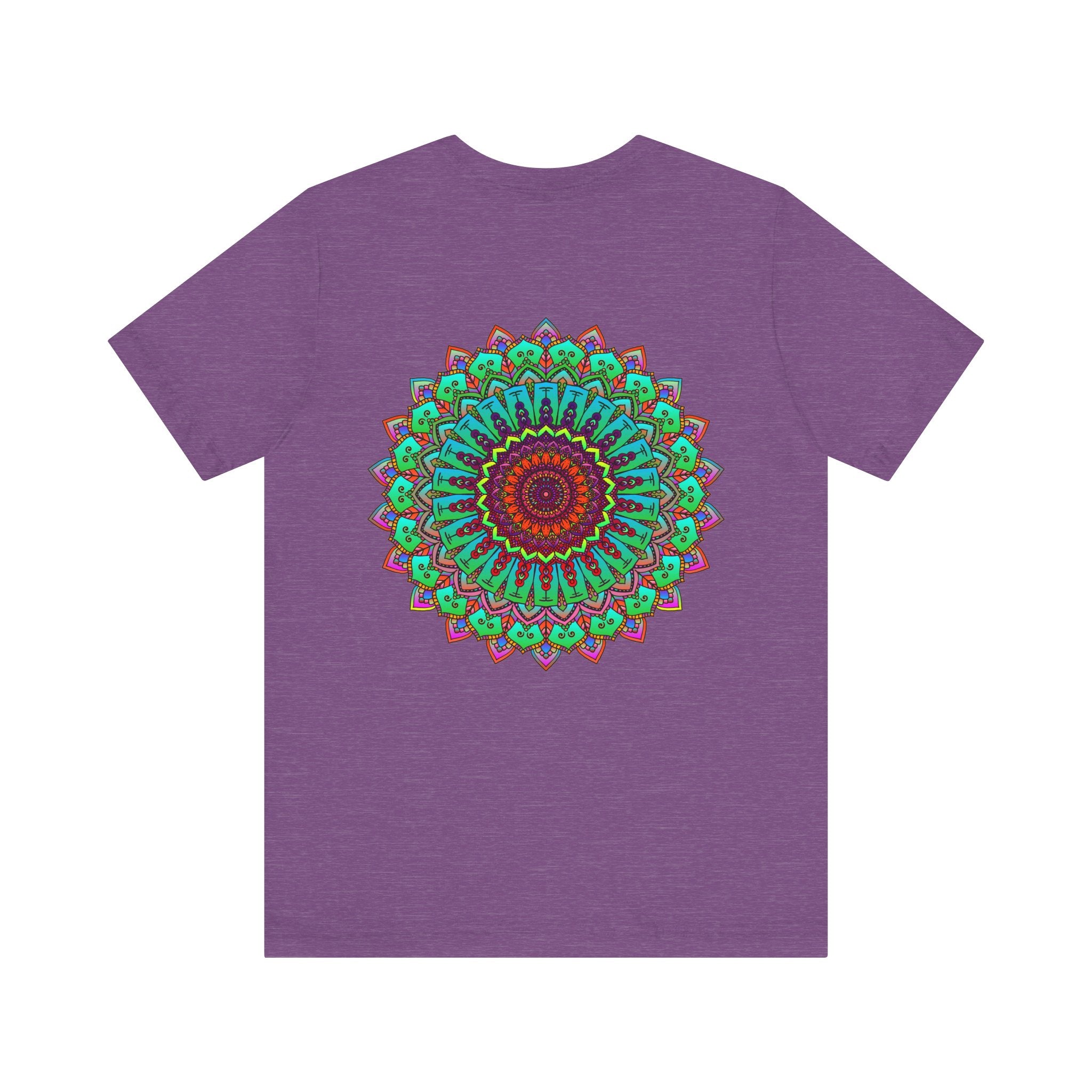 Colorful mandala tee with intricate patterns representing spiritual peace and harmony for a vibrant and uplifting style statement