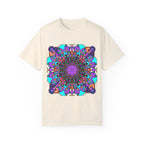Unisex Mandala T-Shirt showcasing intricate hand-drawn mandala art, made from 100% ring-spun cotton and garment-dyed for superior comfort